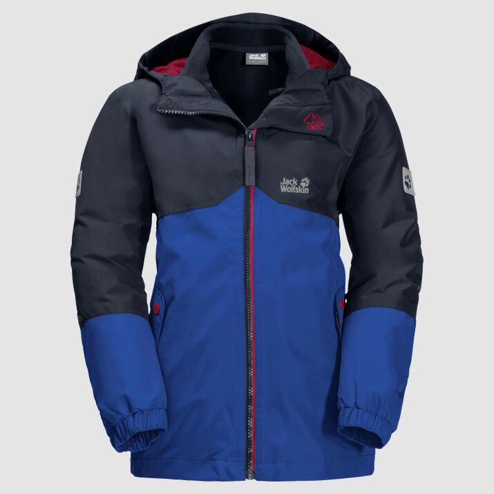 Chamarra Outdoor Jack Wolfskin Iceland 3in1 Niños Negros/Azules Mexico-1273546